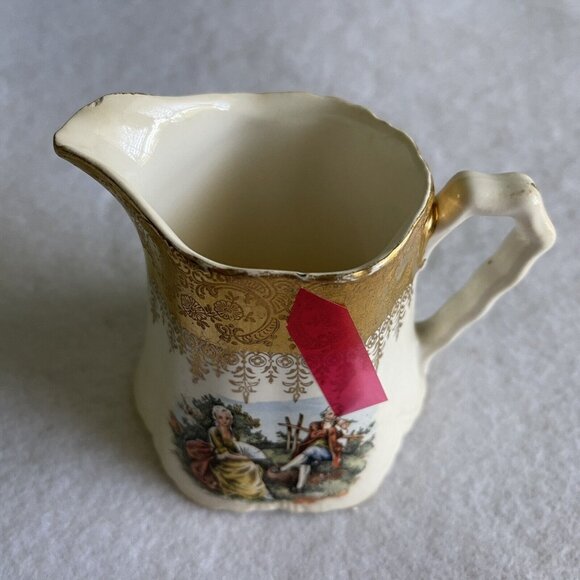 WS George Radisson Creamer Courting Couple 22K Gold Trim USA HK China GEO12 FLAW - Picture 4 of 12